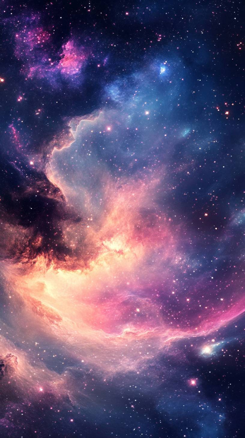 夢幻的柔和星雲與旋轉的星星