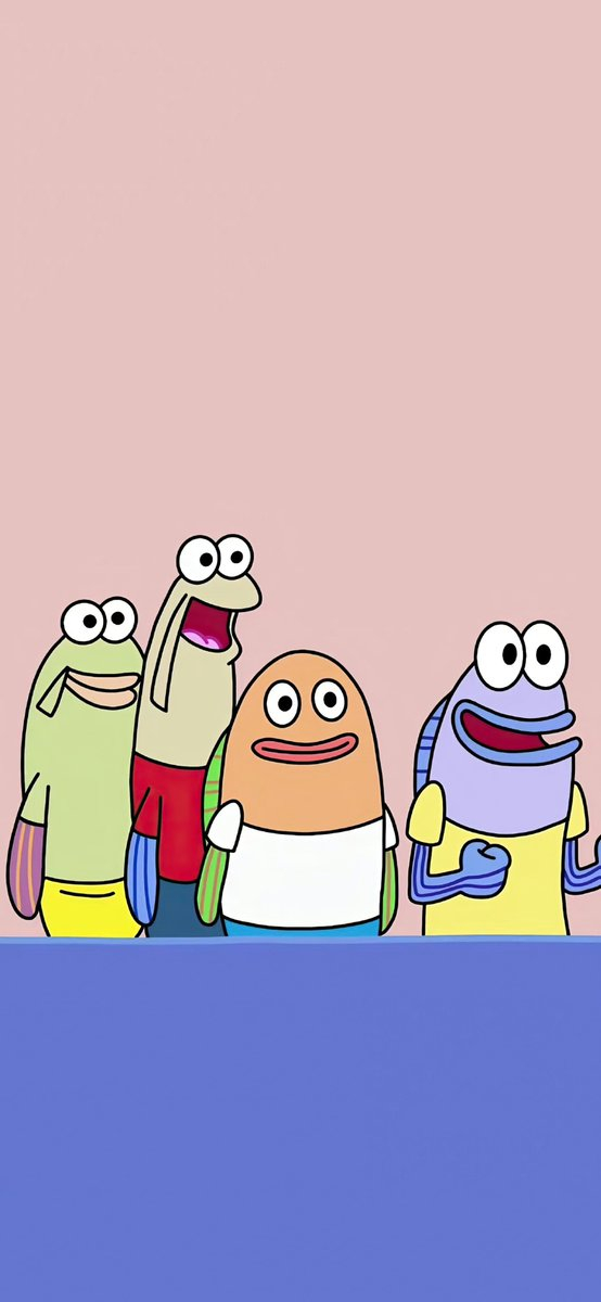 Four fish characters express various emotions in a cartoon style