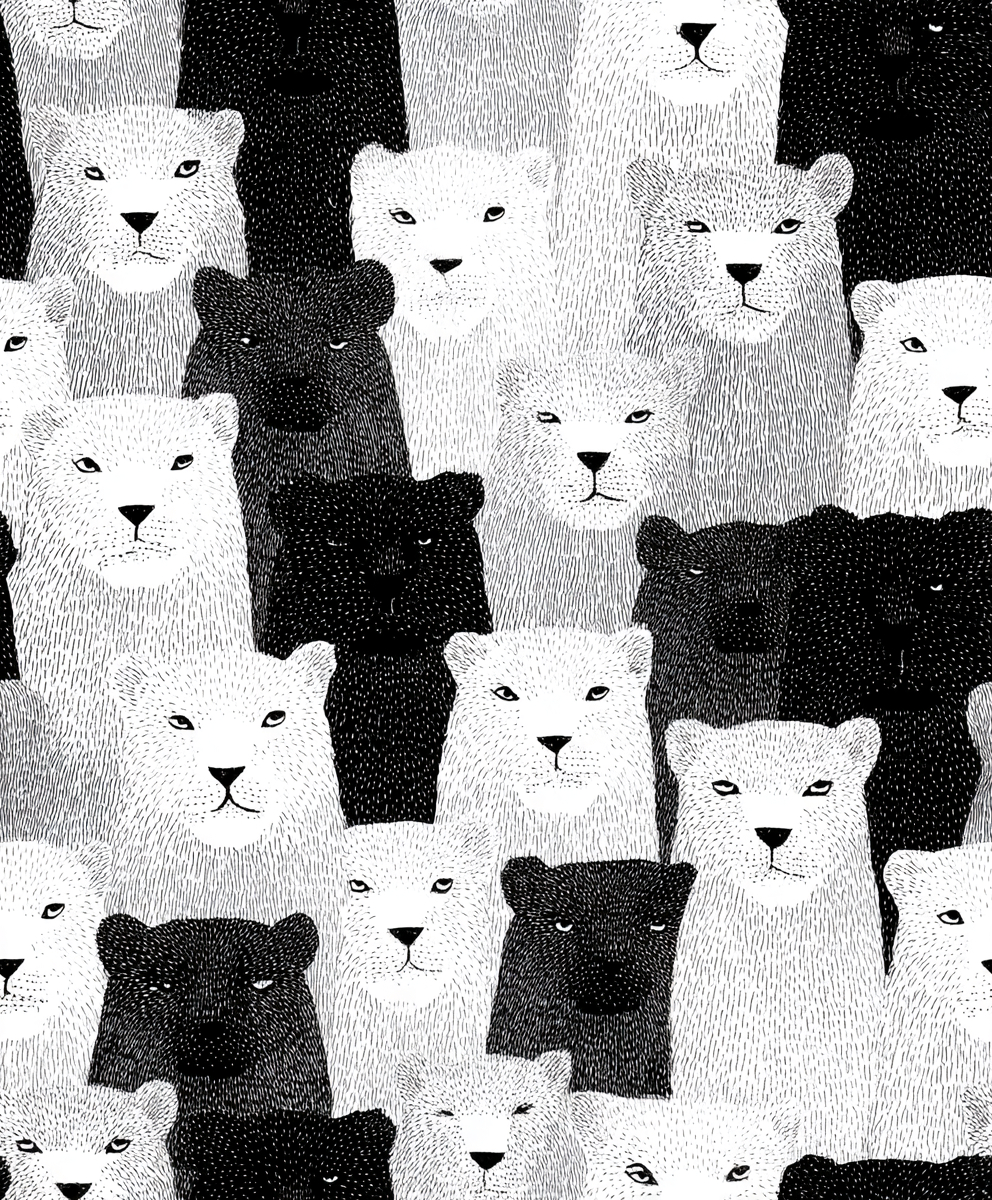黑白獅子圖案插圖