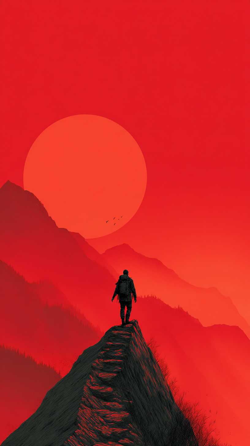 A capa do livro apresenta um homem com os braços abertos no topo de uma montanha