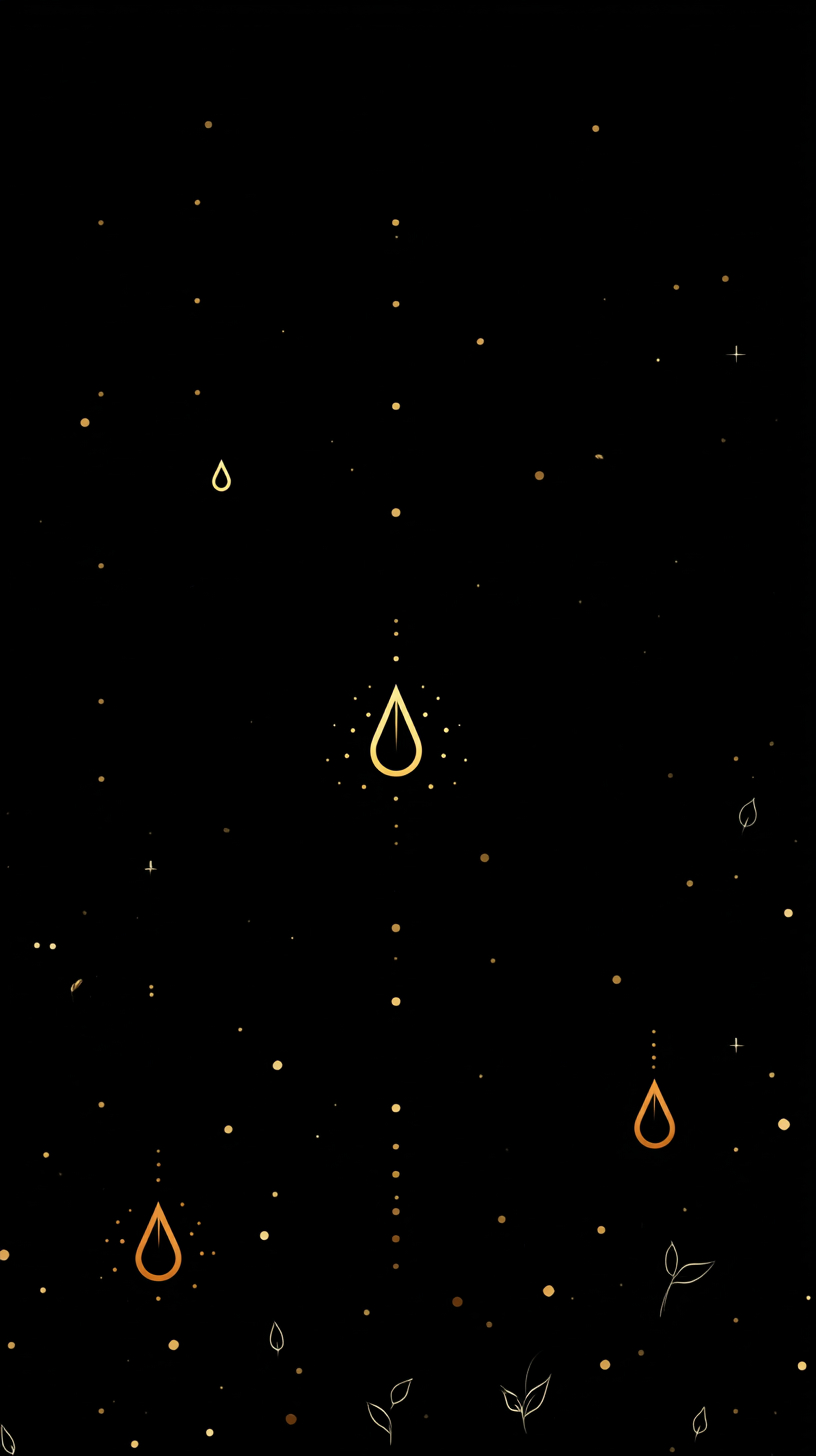 A simple gradient background for a water brand app featuring elegant graphic elements of water and electrons embodying Zen essence with black and gold accents