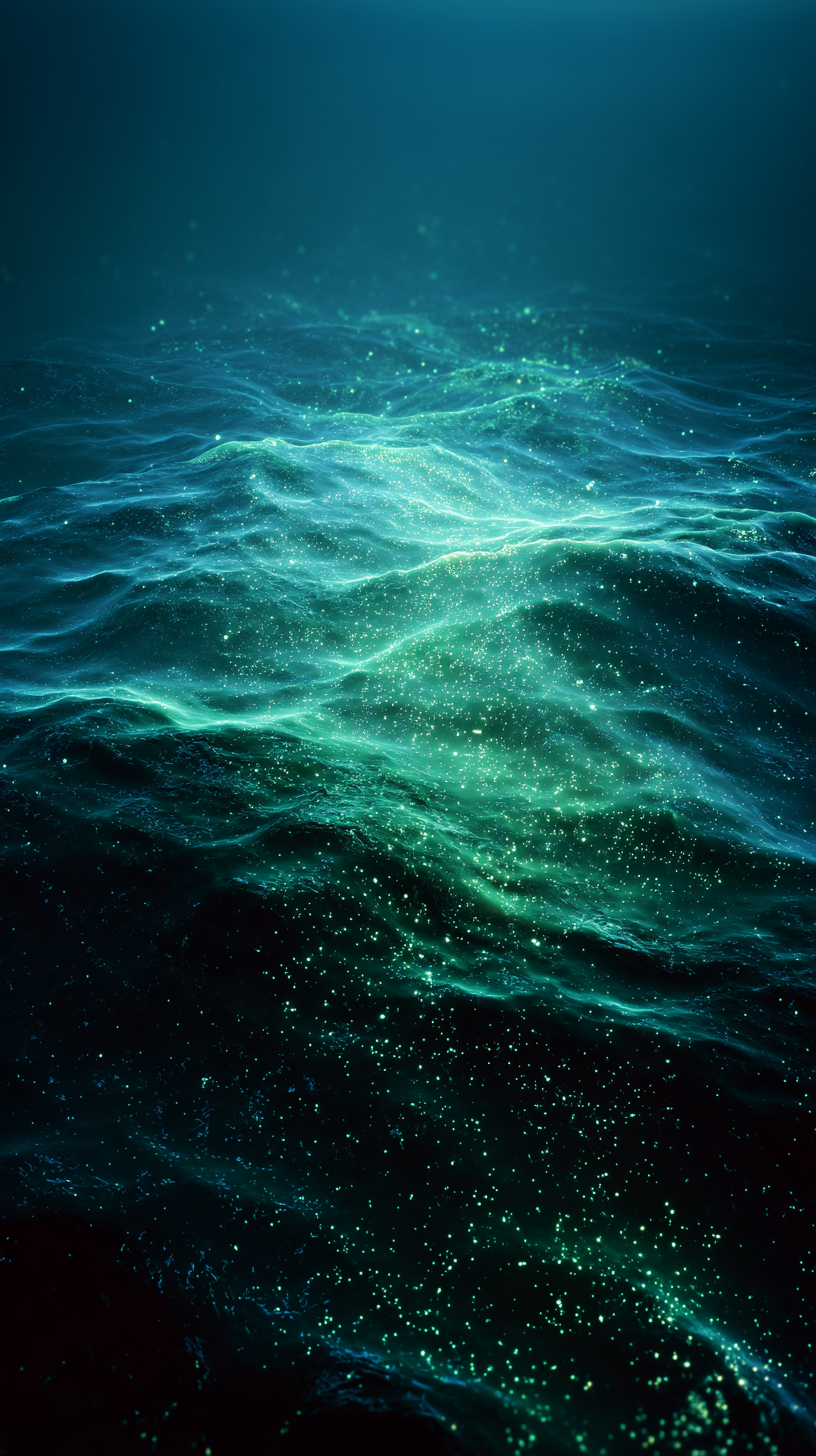 海洋水下纹理蓝色和霓虹绿色