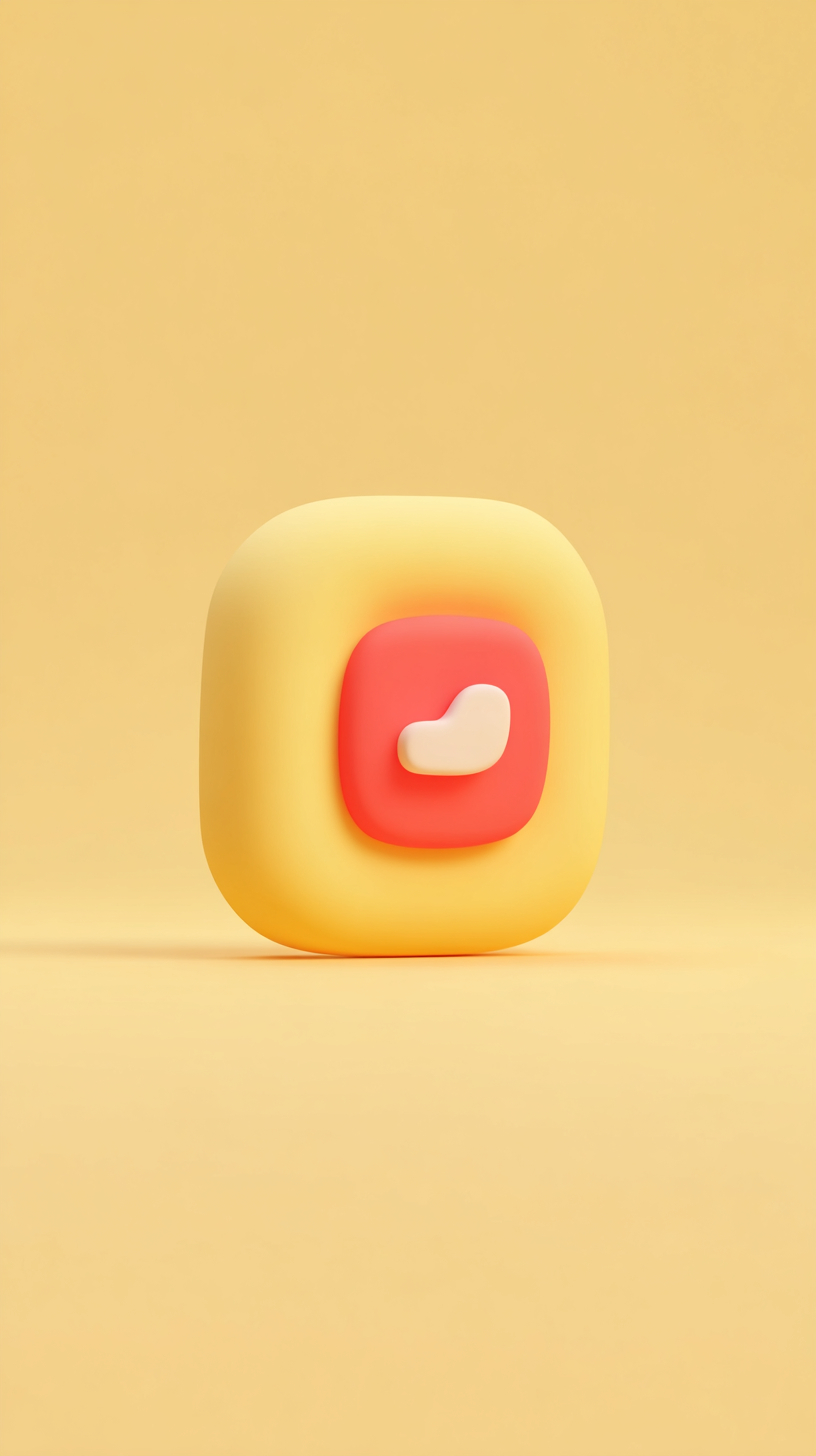 互聯網圖標，3D卡通風格，背景為淺黃色