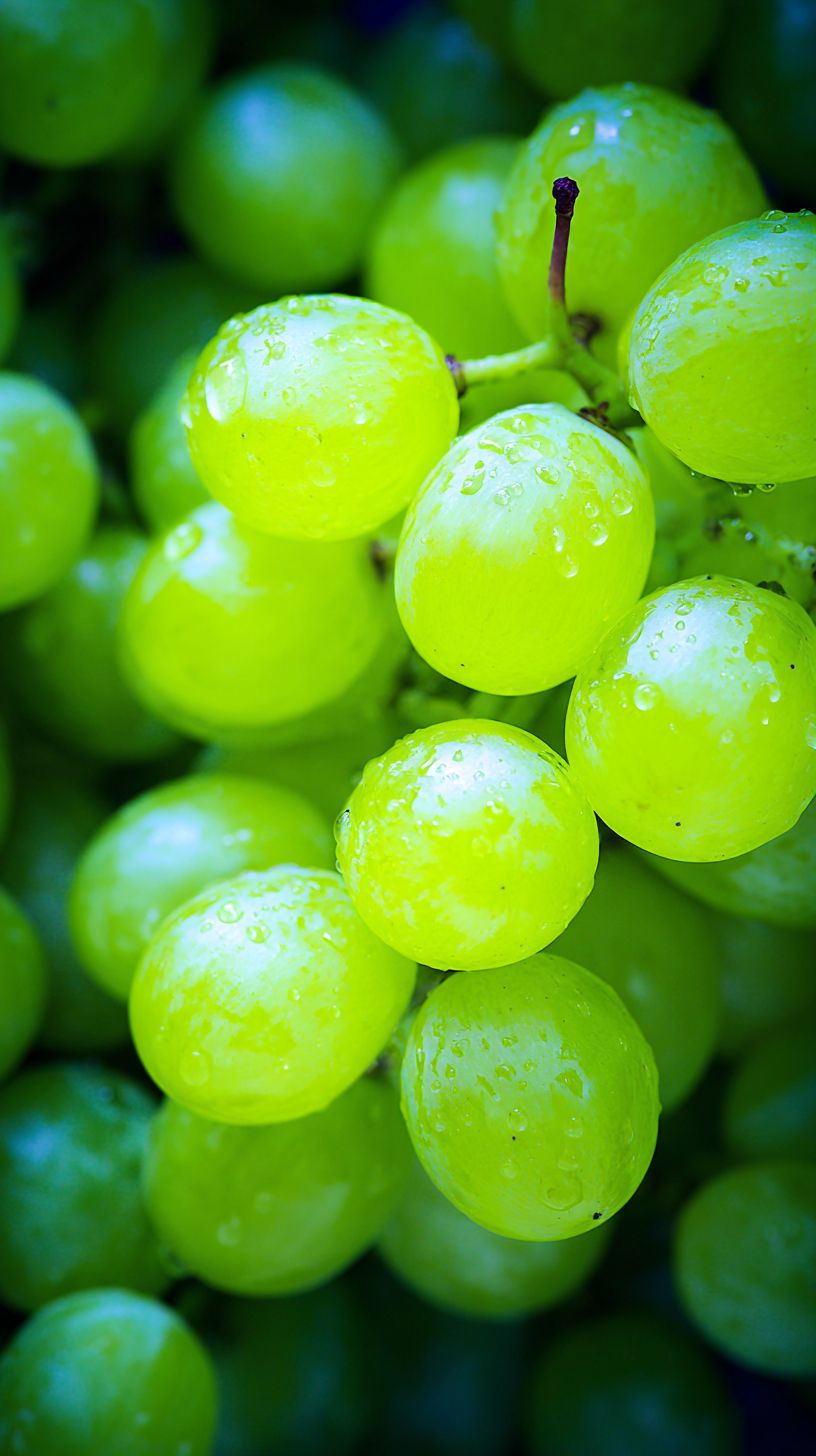 Acercamiento a uvas verdes frescas