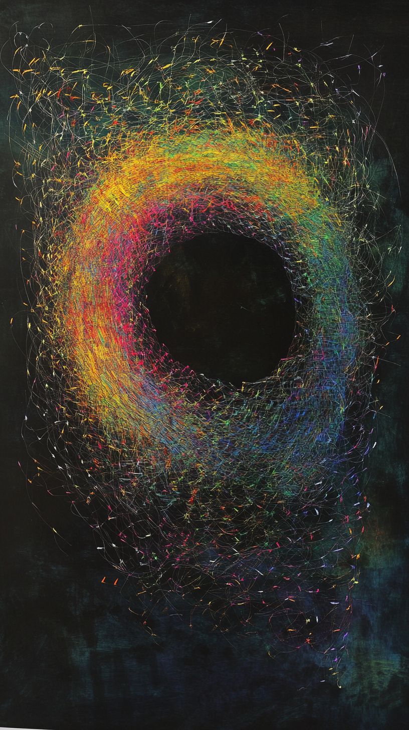 Beyond physicality, a hallucinatory weave of relational pulses, abstract flows of memory and desire.