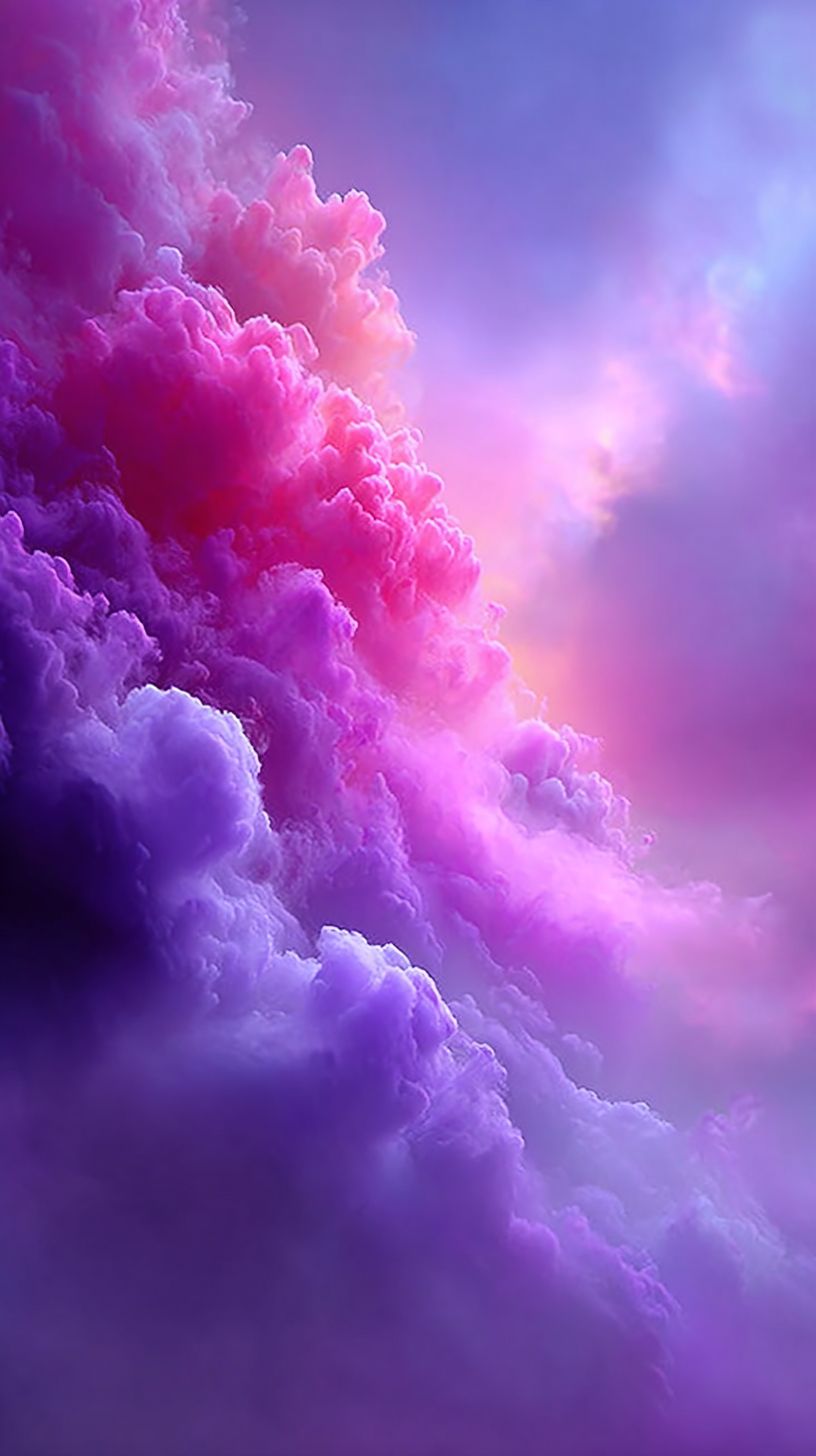 Gradient purple background with soft particle dispersion and aura effect