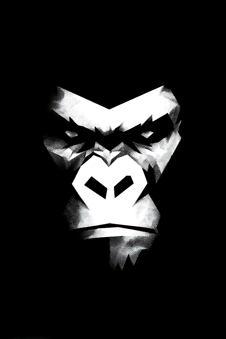 A modern and trendy logo of a gorilla face