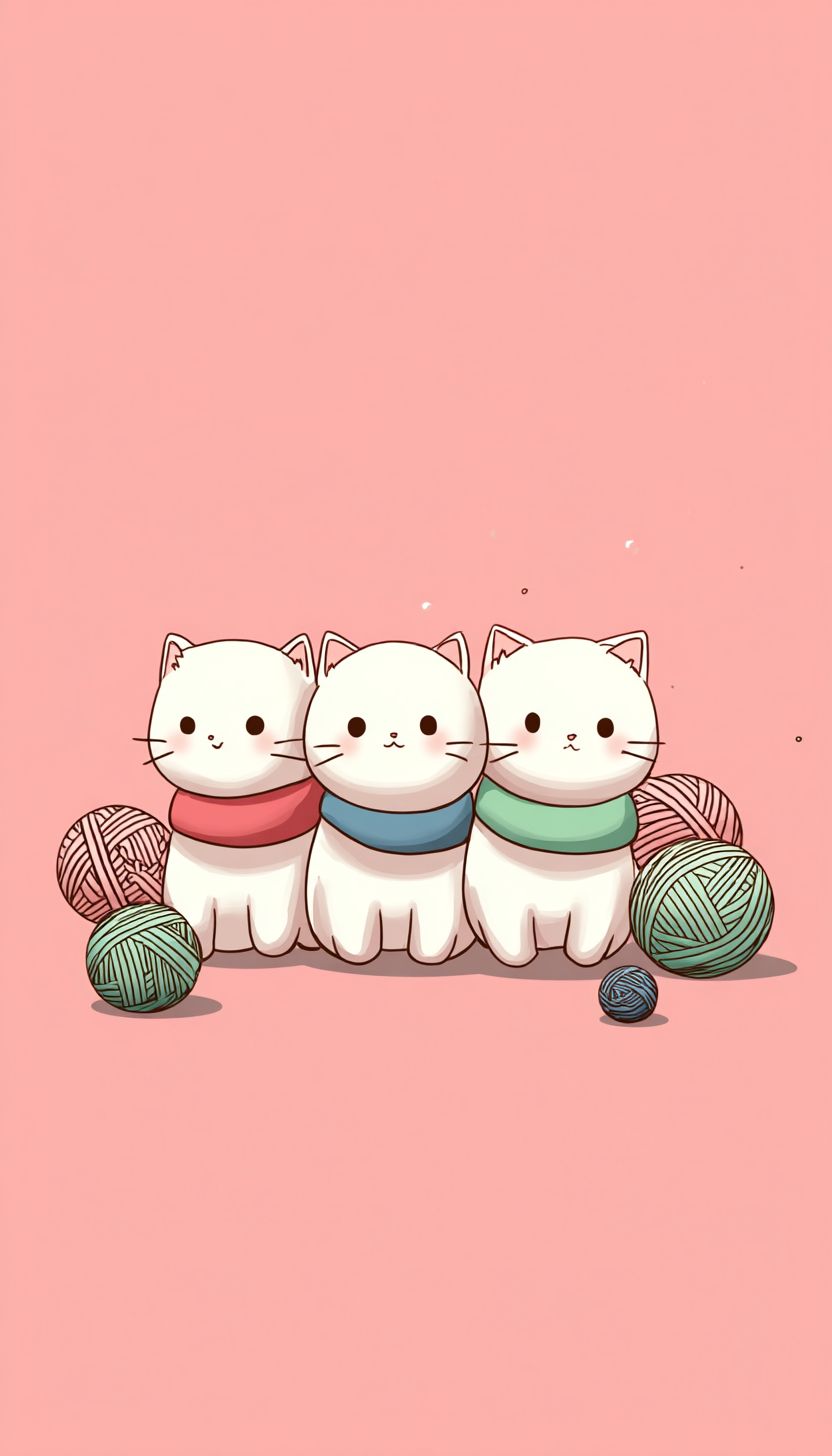 Três gatinhos brancos pequenos usando colares macios de cores vermelho, verde e azul