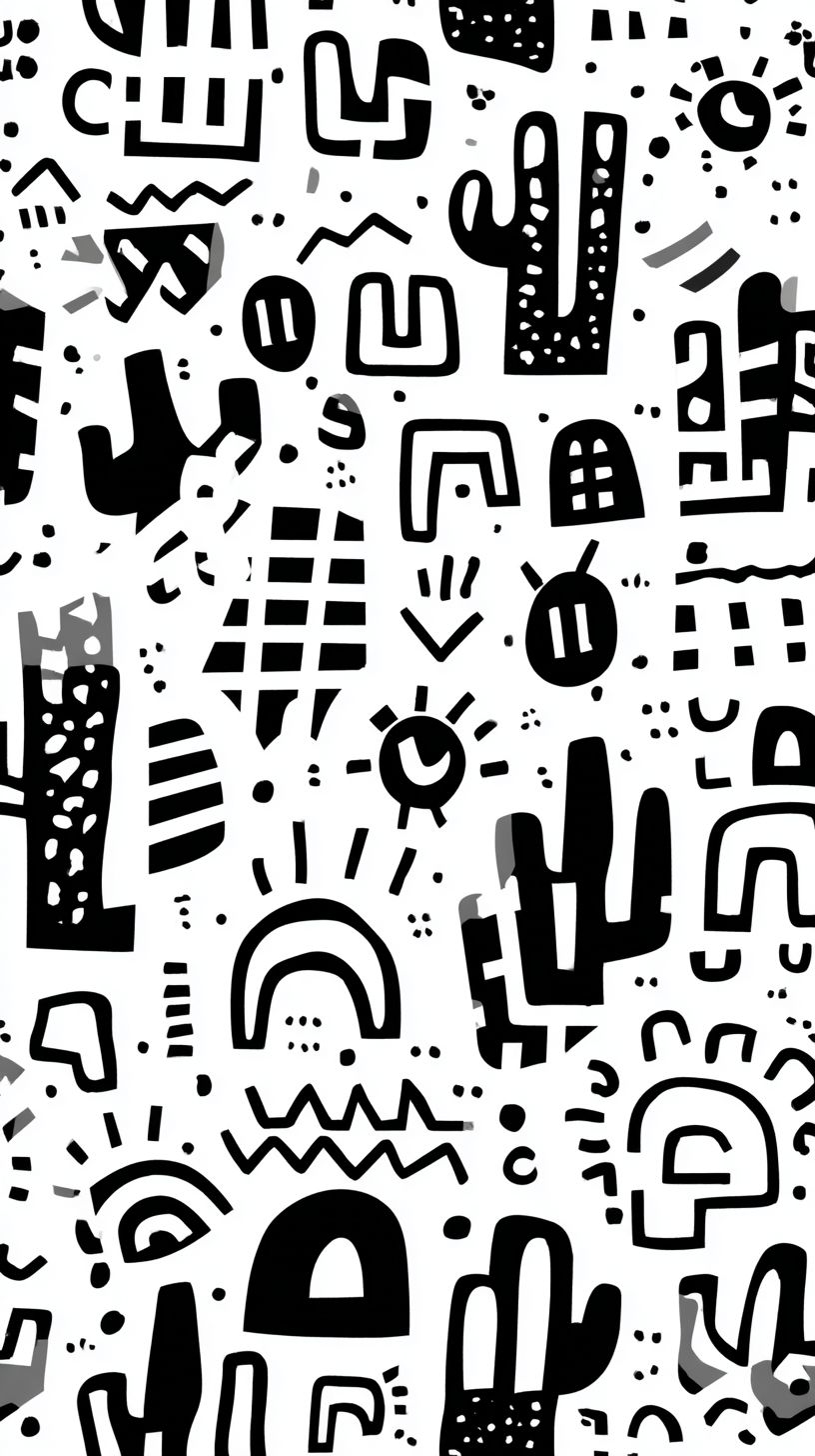 A pattern stylized by Ndembele art, minimalist style with a 100% white background