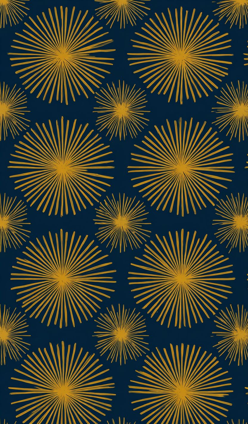 Padrão de explosão estelar minimalista em dourado e azul marinho, perfeito para interiores luxuosos