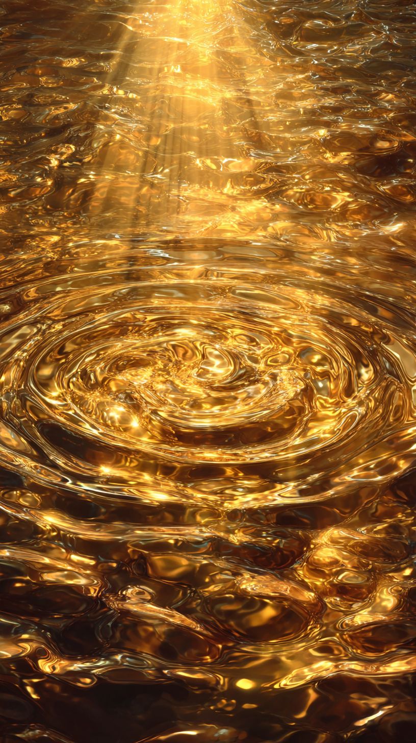 Фантастическое искусство золотых водных ripples, светящихся божественной энергией