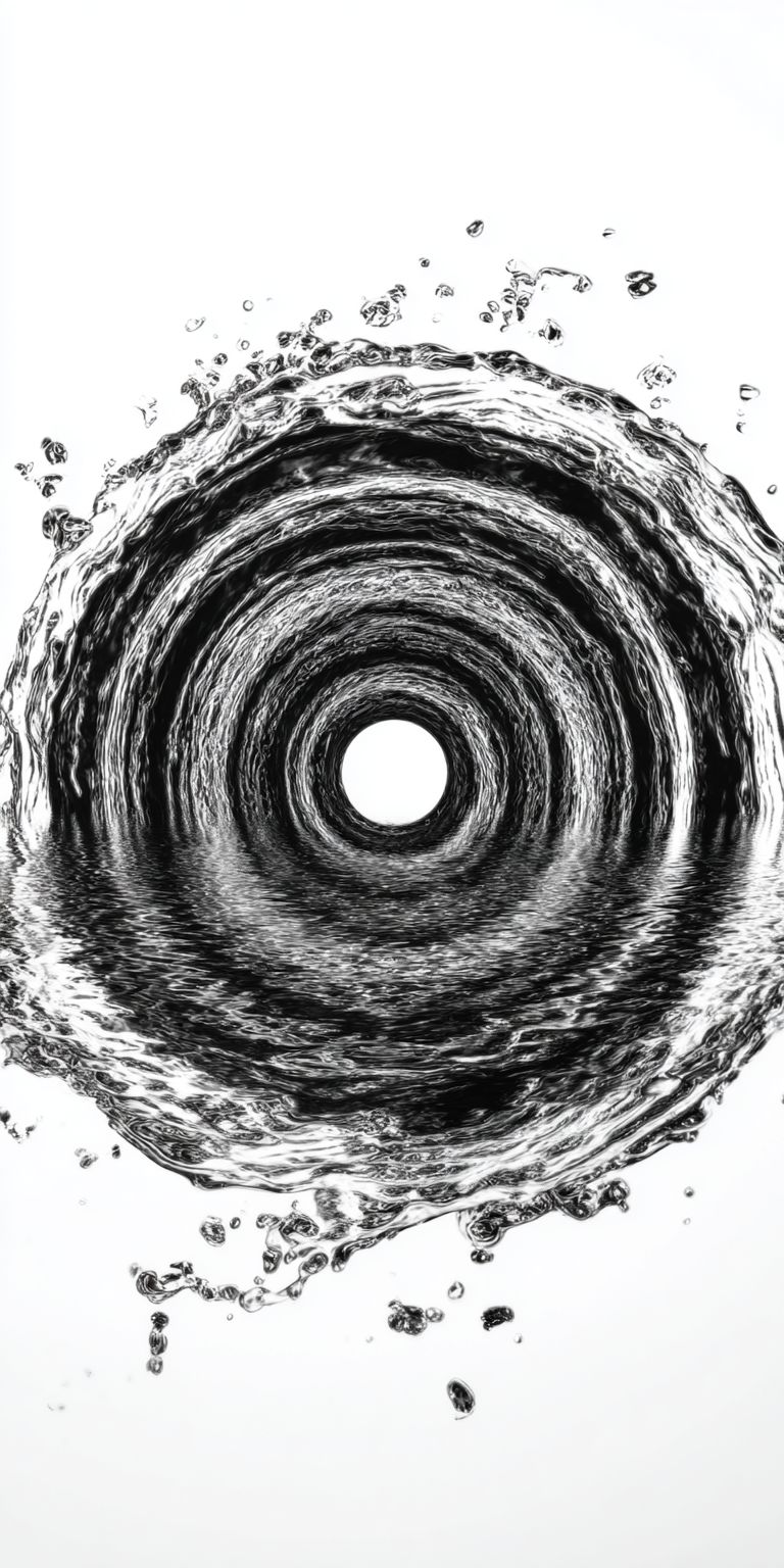 A whirlpool in the water superimposed with a geometric golden ratio