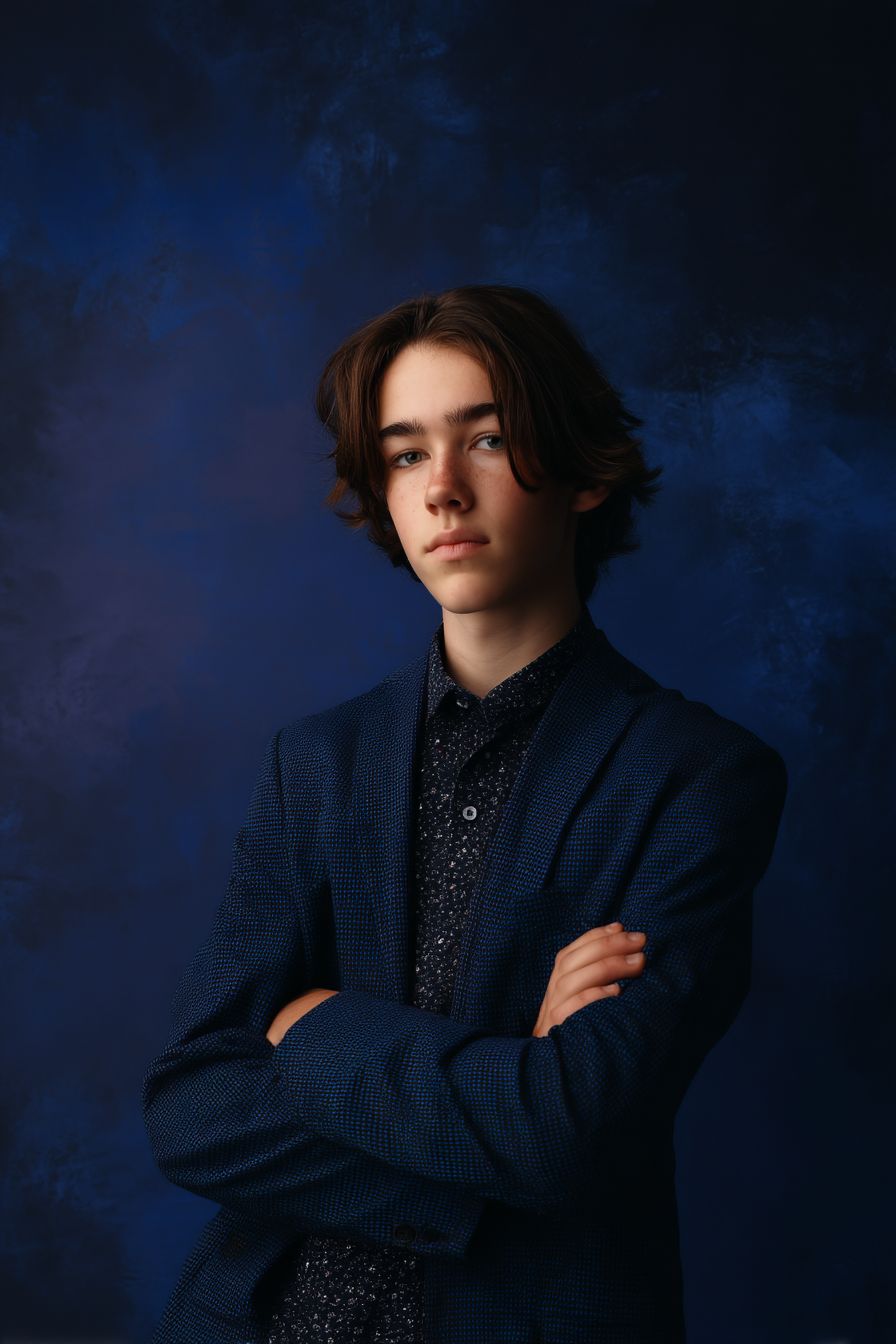 渐变背景从深到浅的蓝色，适合毕业纪念册和肖像