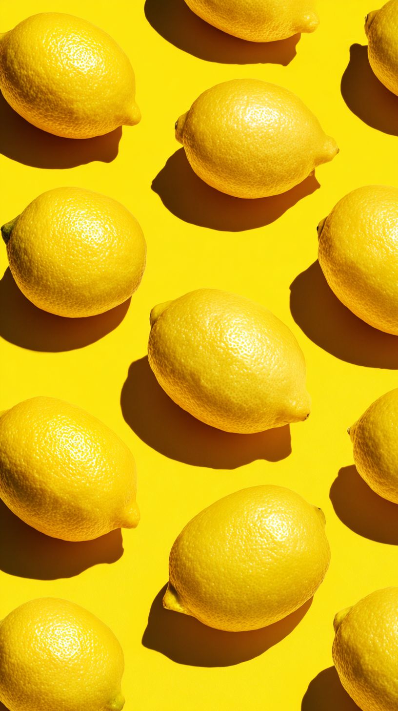 Padrão sem emenda de limões frescos em um fundo amarelo brilhante