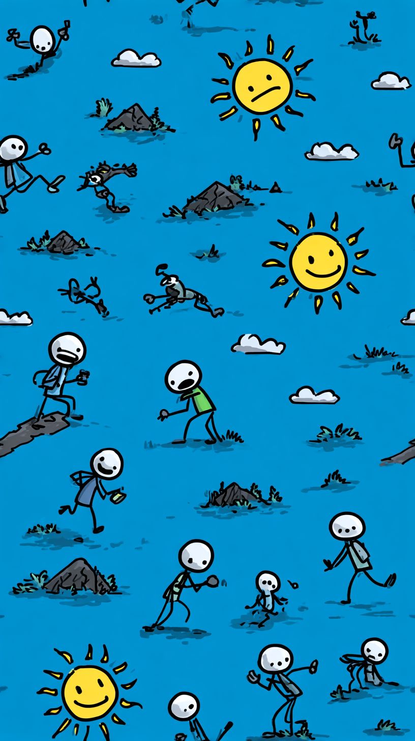 Cute and lively stick figure illustrations with fresh and clean colors