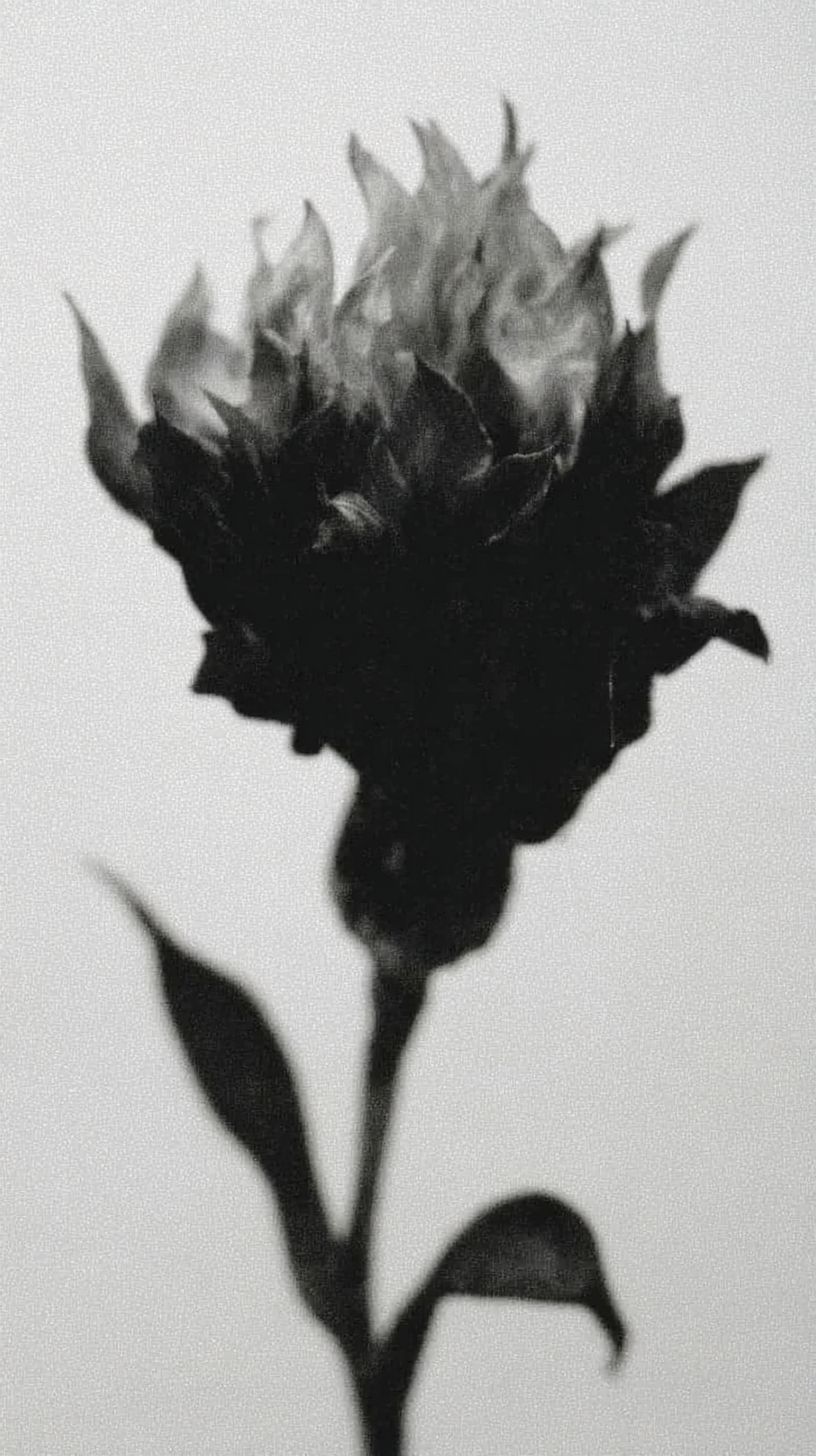 Black and white macro photo of cornflower