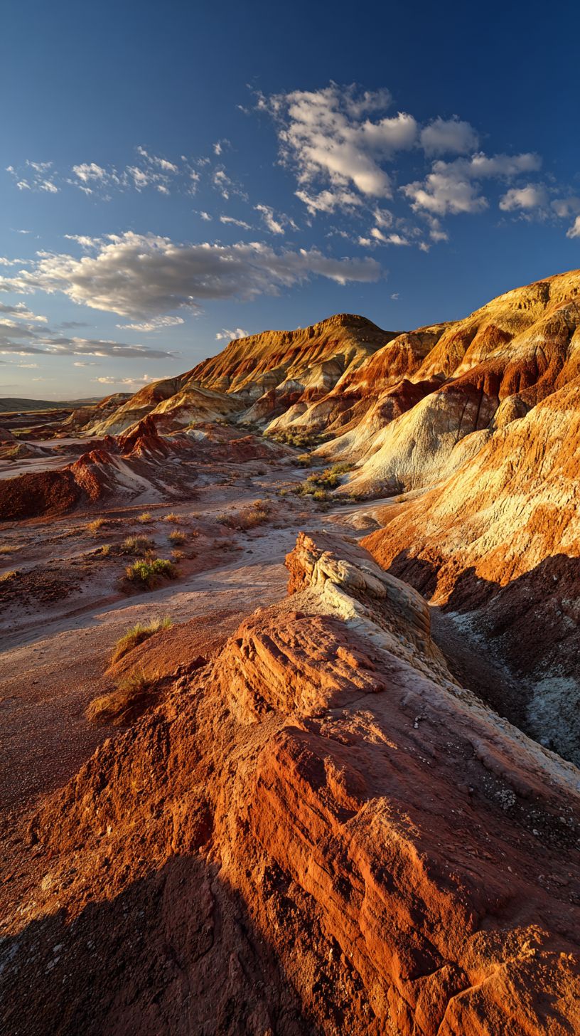 Formaciones rocosas en capas coloridas en el desierto de Utah