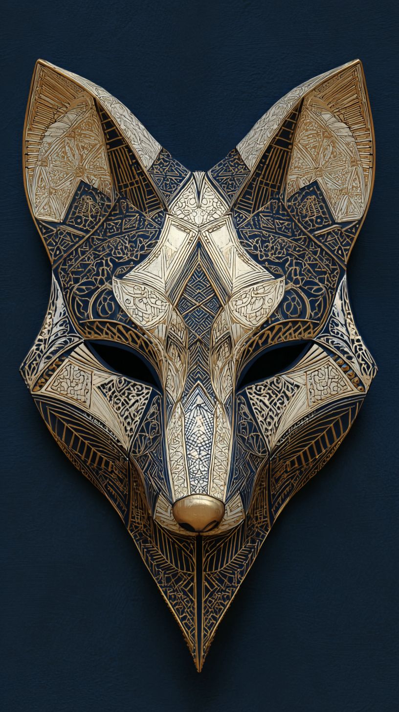 Geometric fox mask art