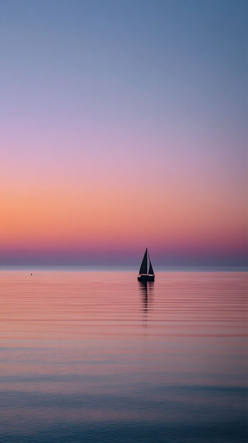 Ocean horizon at dawn with a calm sea