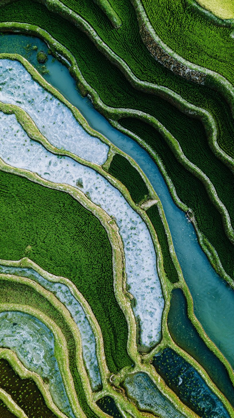 The terraced rice fields of Vietnam or the Philippines showcase agricultural art