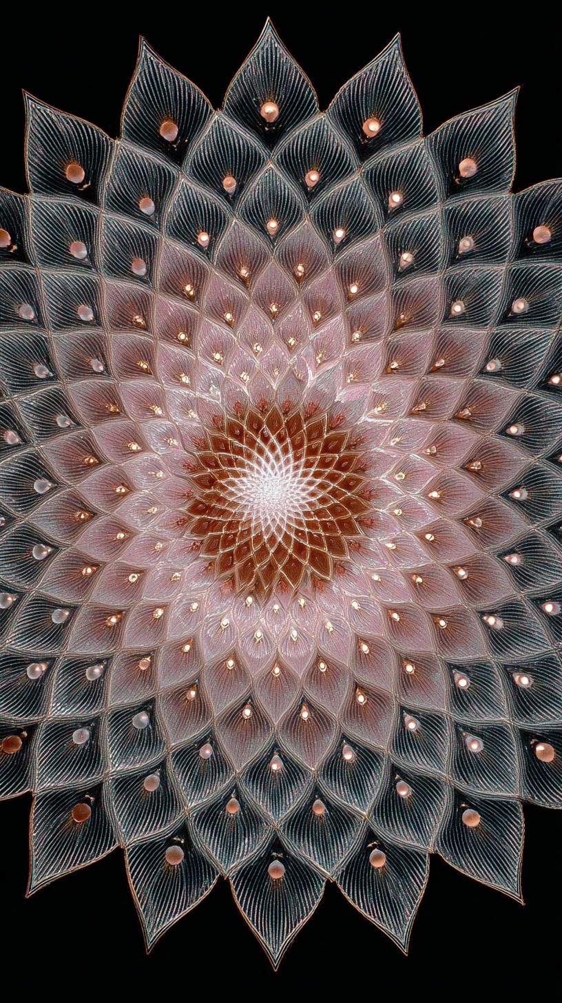 Fractal flower mandala infinite recursive geometric flower pattern