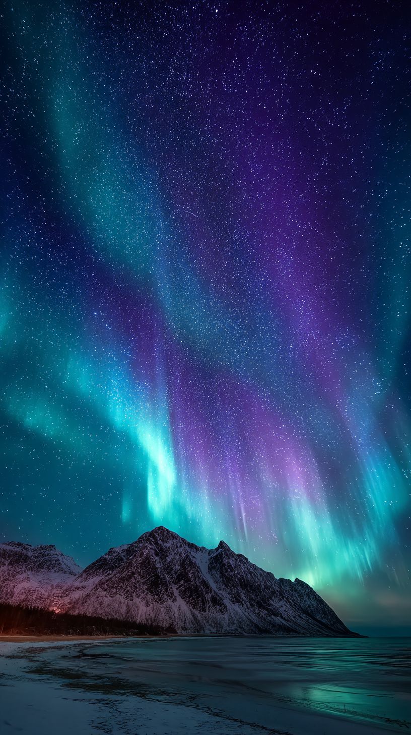 Impresionante aurora sobre un paisaje ártico