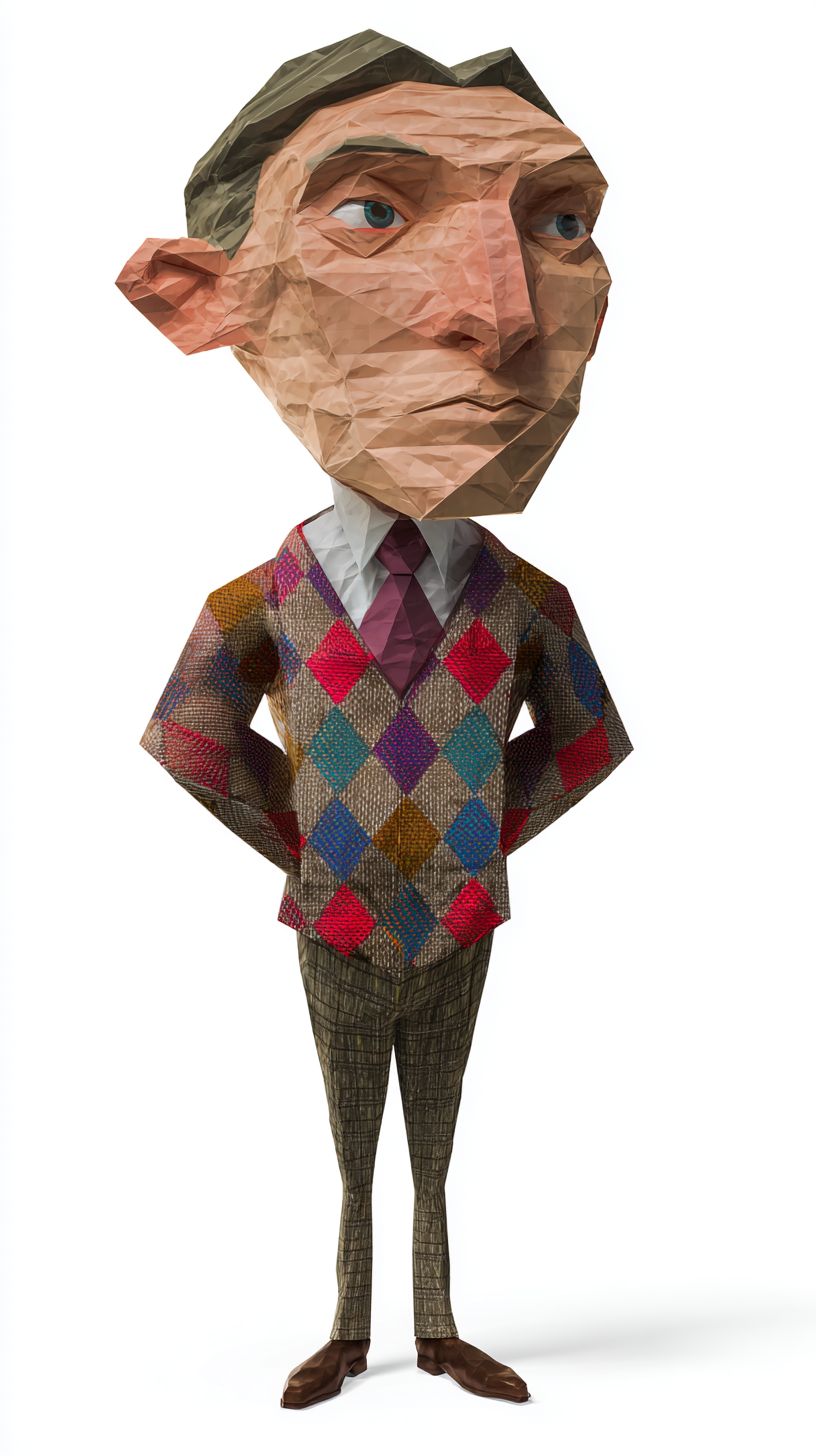 夸張な英国のスーツを着たカリカチュアの弁護士