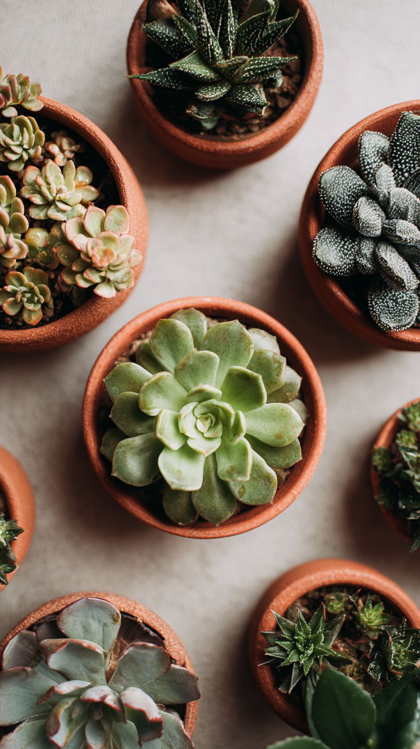 Arranjo minimalista de jardim suculento