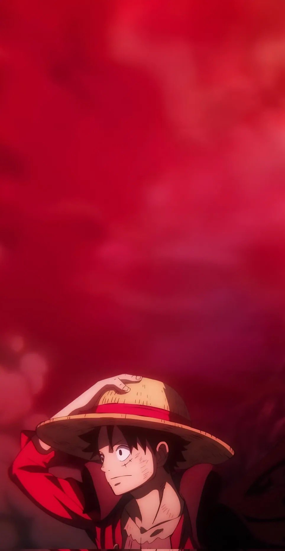 Rote Farbverlauf Hintergrund von Luffy aus One Piece