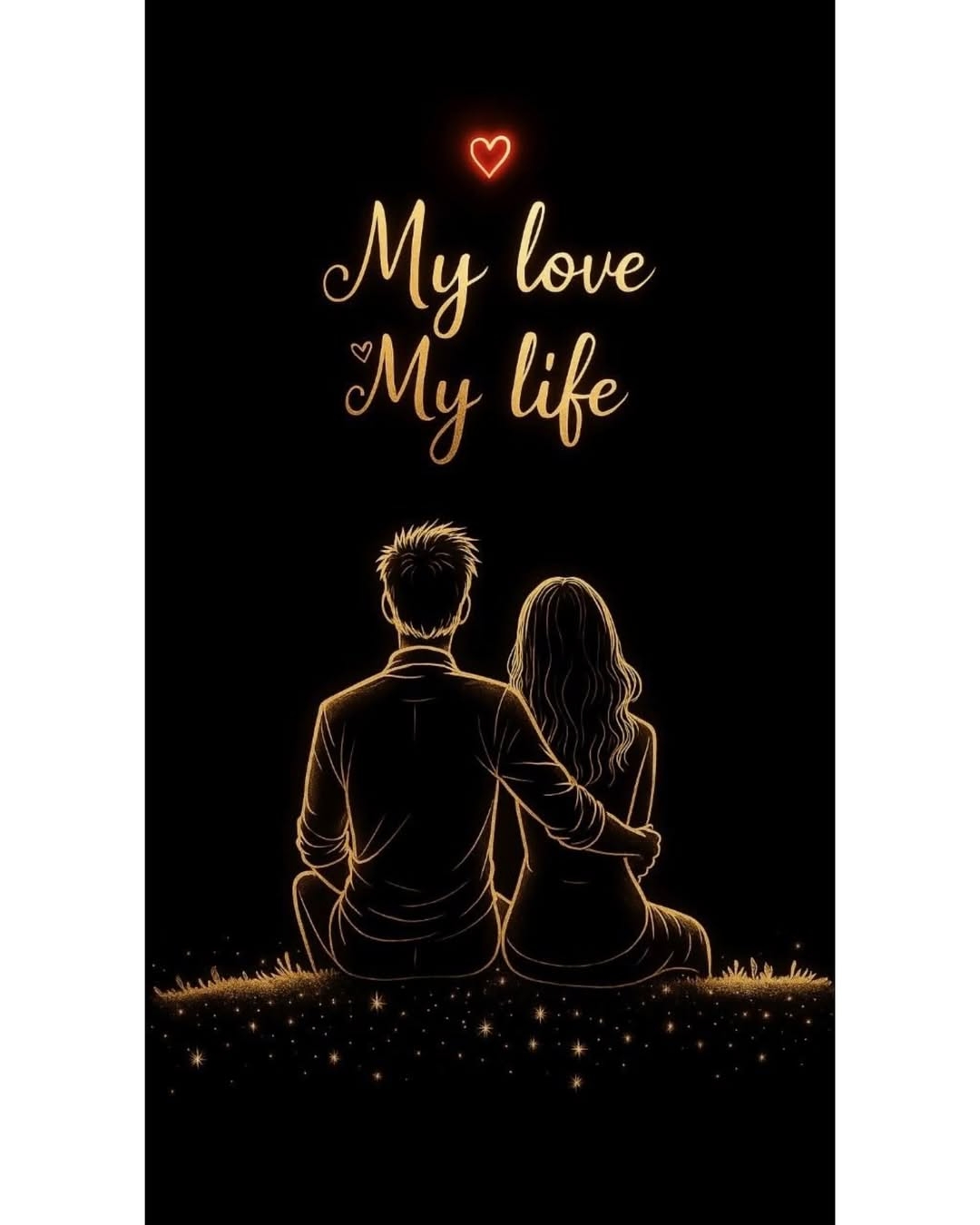Romantic couple wallpaper showcases lovers' silhouettes and expressions of love