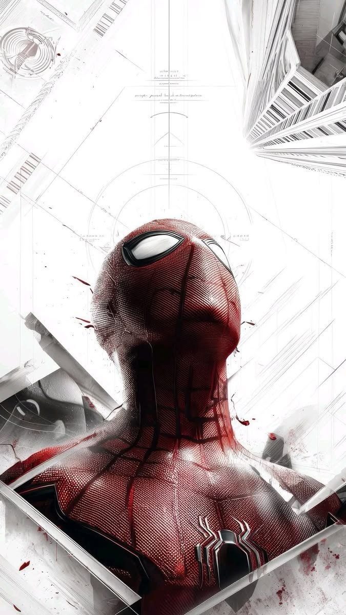 This artwork captures a costumed figure from a low angle, blending hyper-realistic digital painting with conceptual art influences