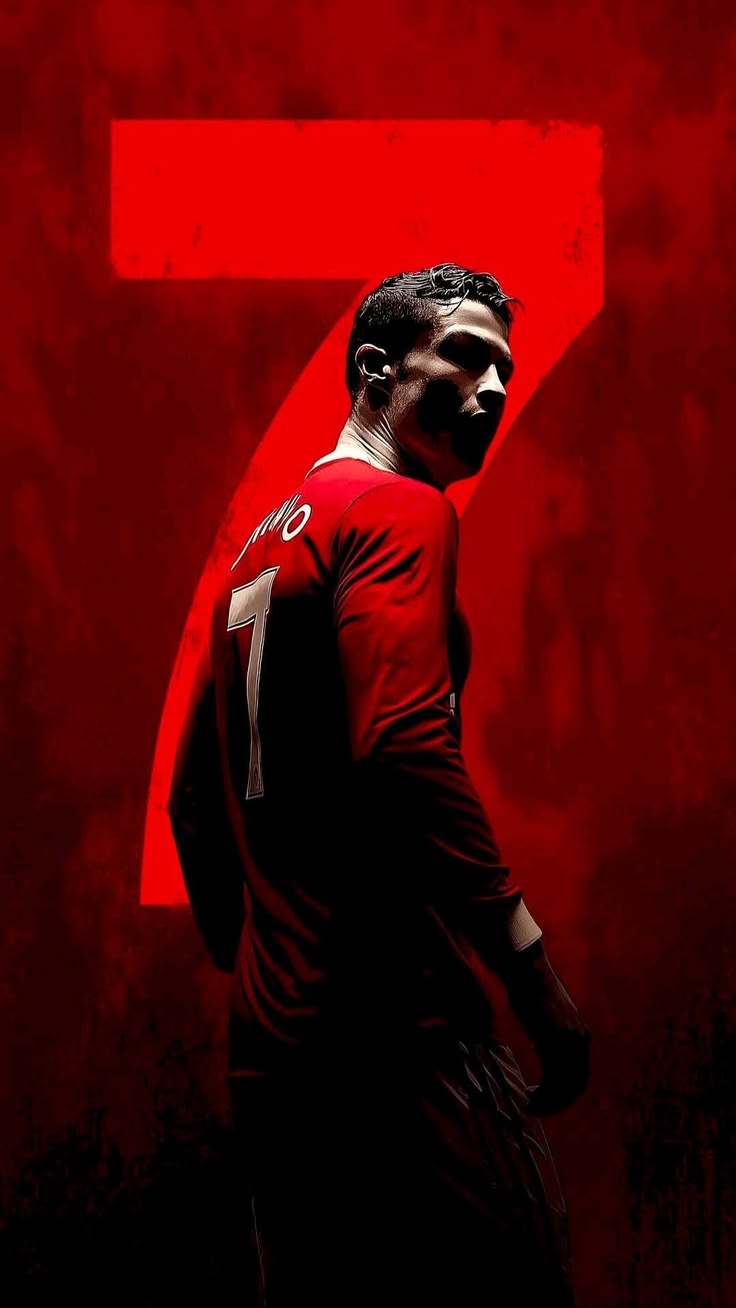 Un futbolista con una camiseta roja número 7
