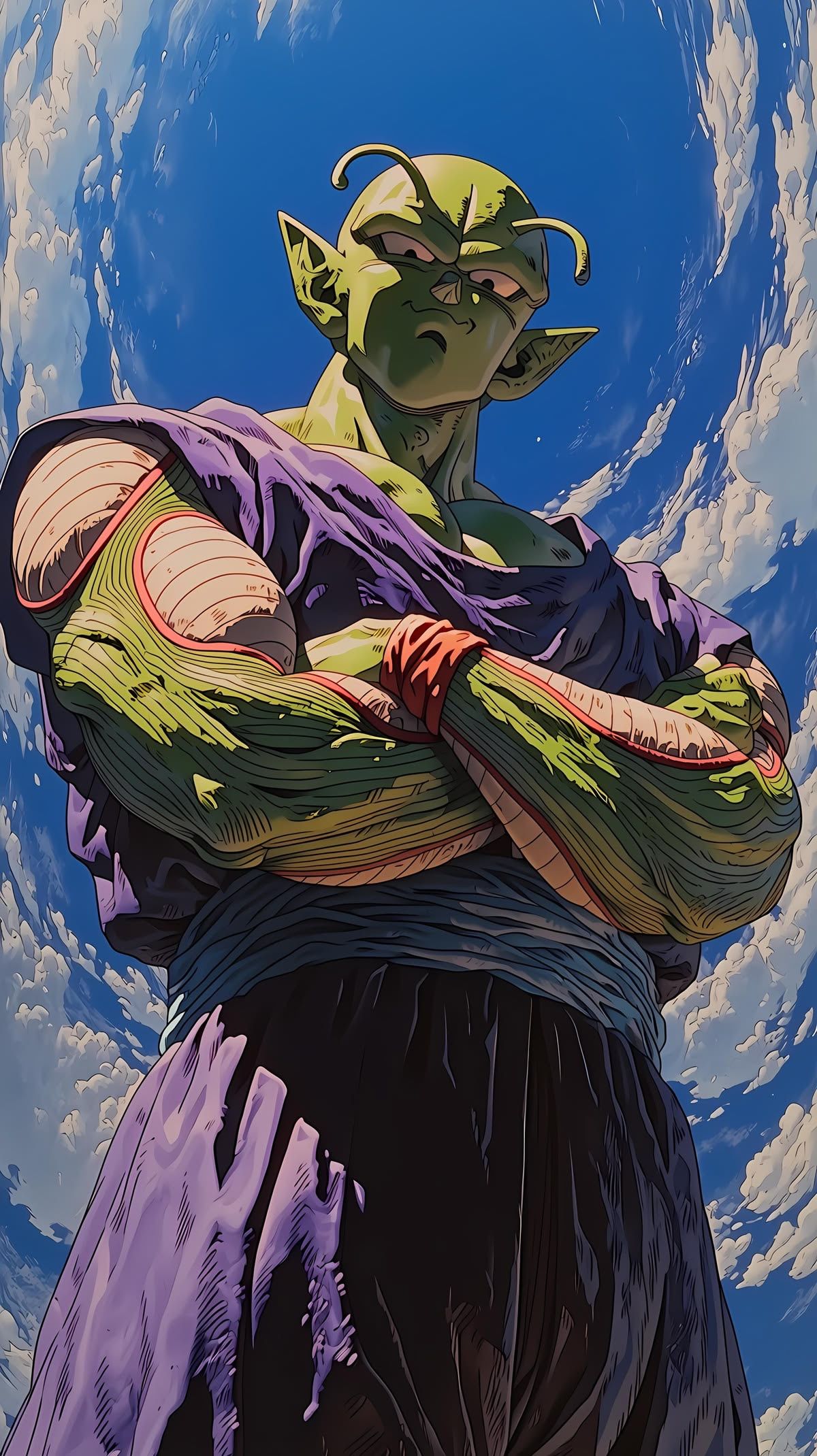 Piccolo se tient les bras croisés en regardant le spectateur