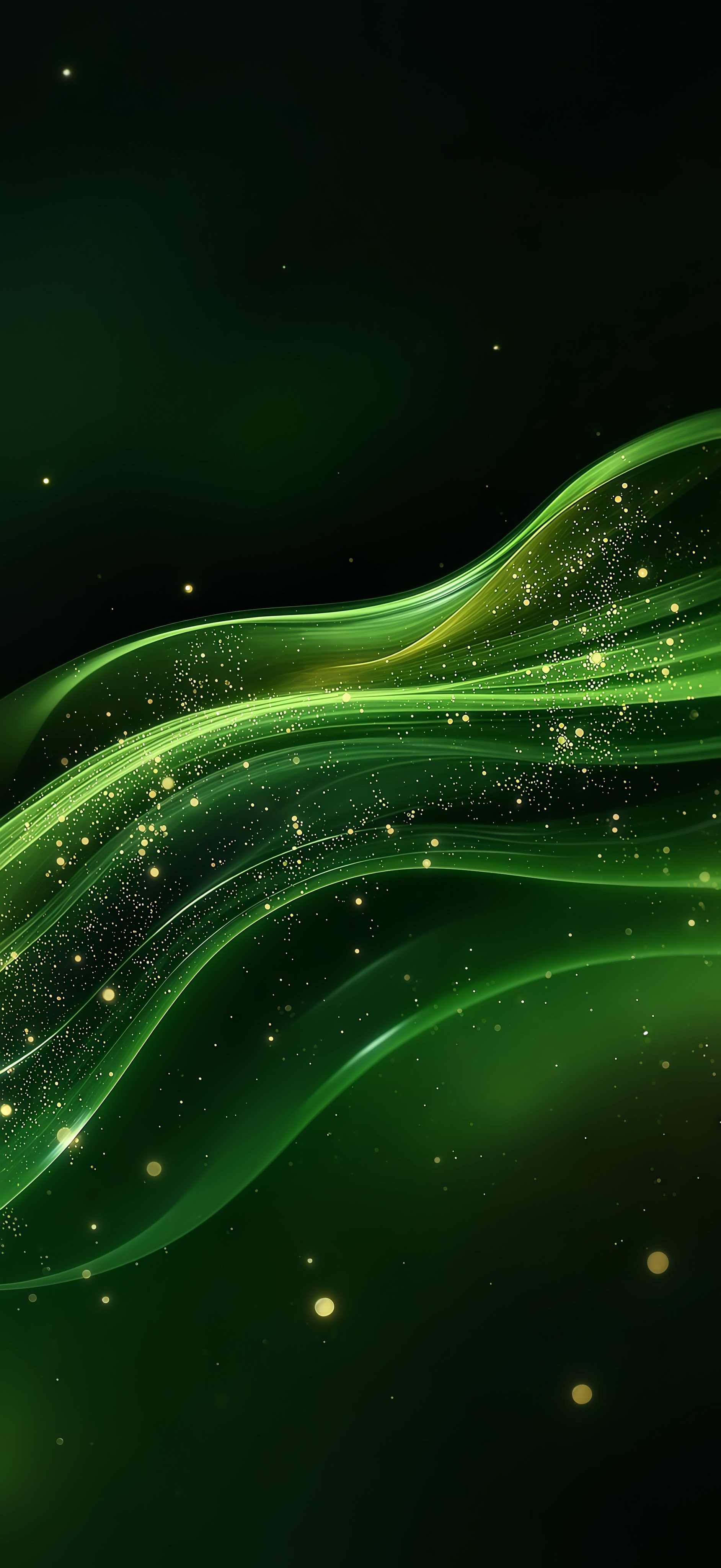 Deep green flowing particle wallpaper is suitable for mobile use