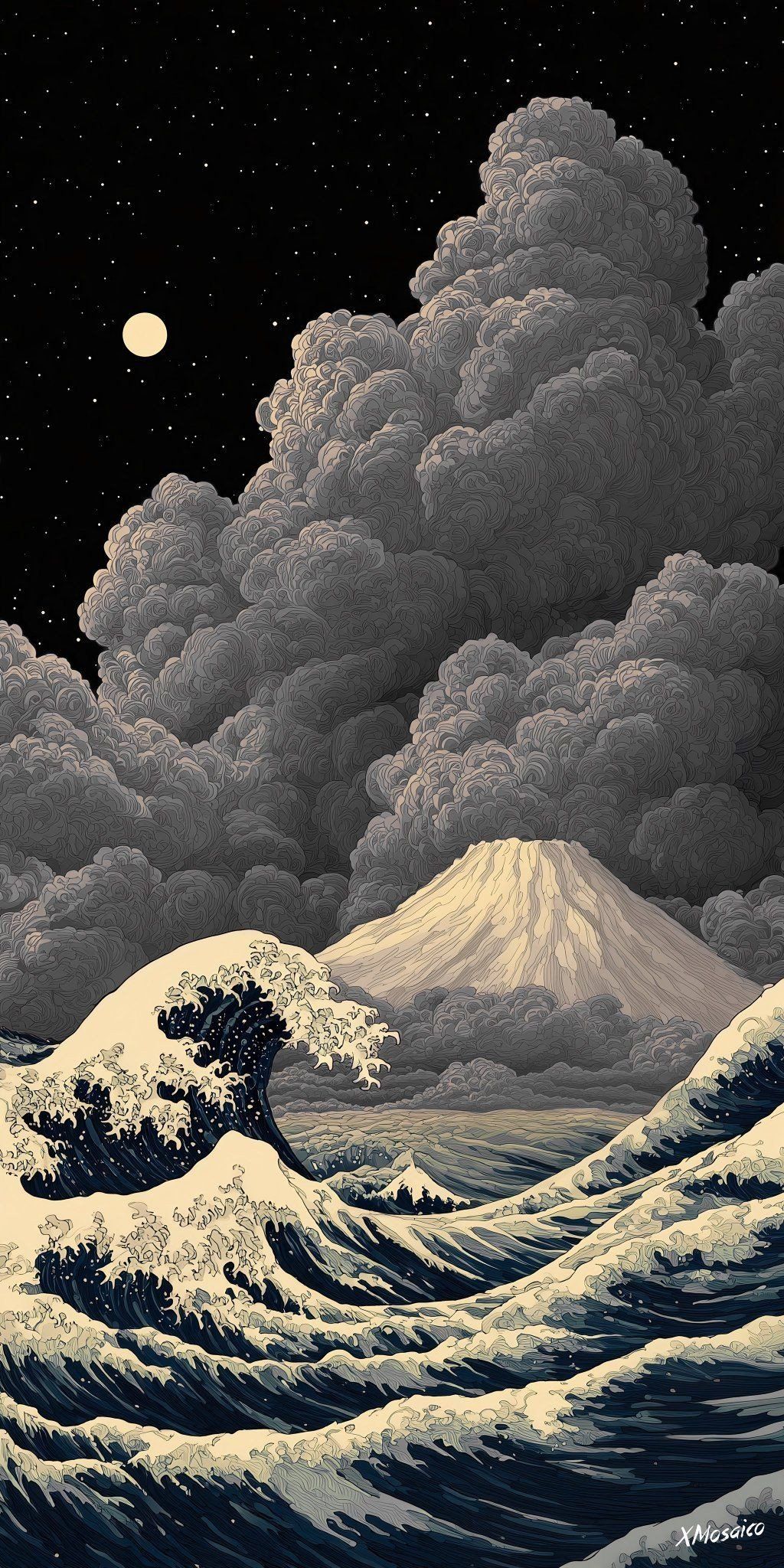 This is a wallpaper of Mount Fuji's sea of clouds suitable for lock screens or desktops