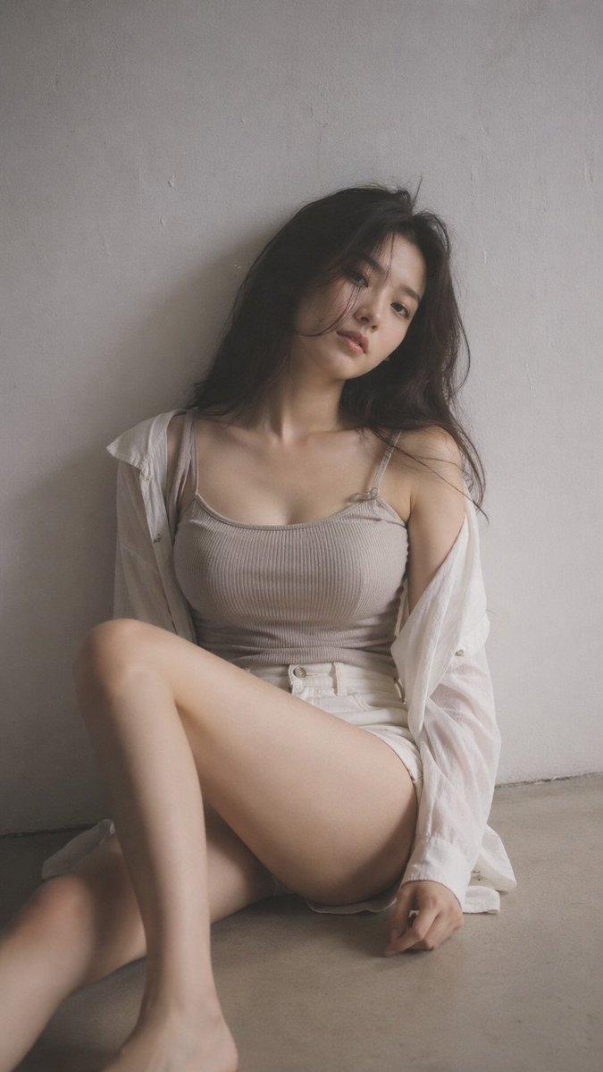 A wallpaper featuring a girl in white sitting on the ground, evoking a lazy summer vibe