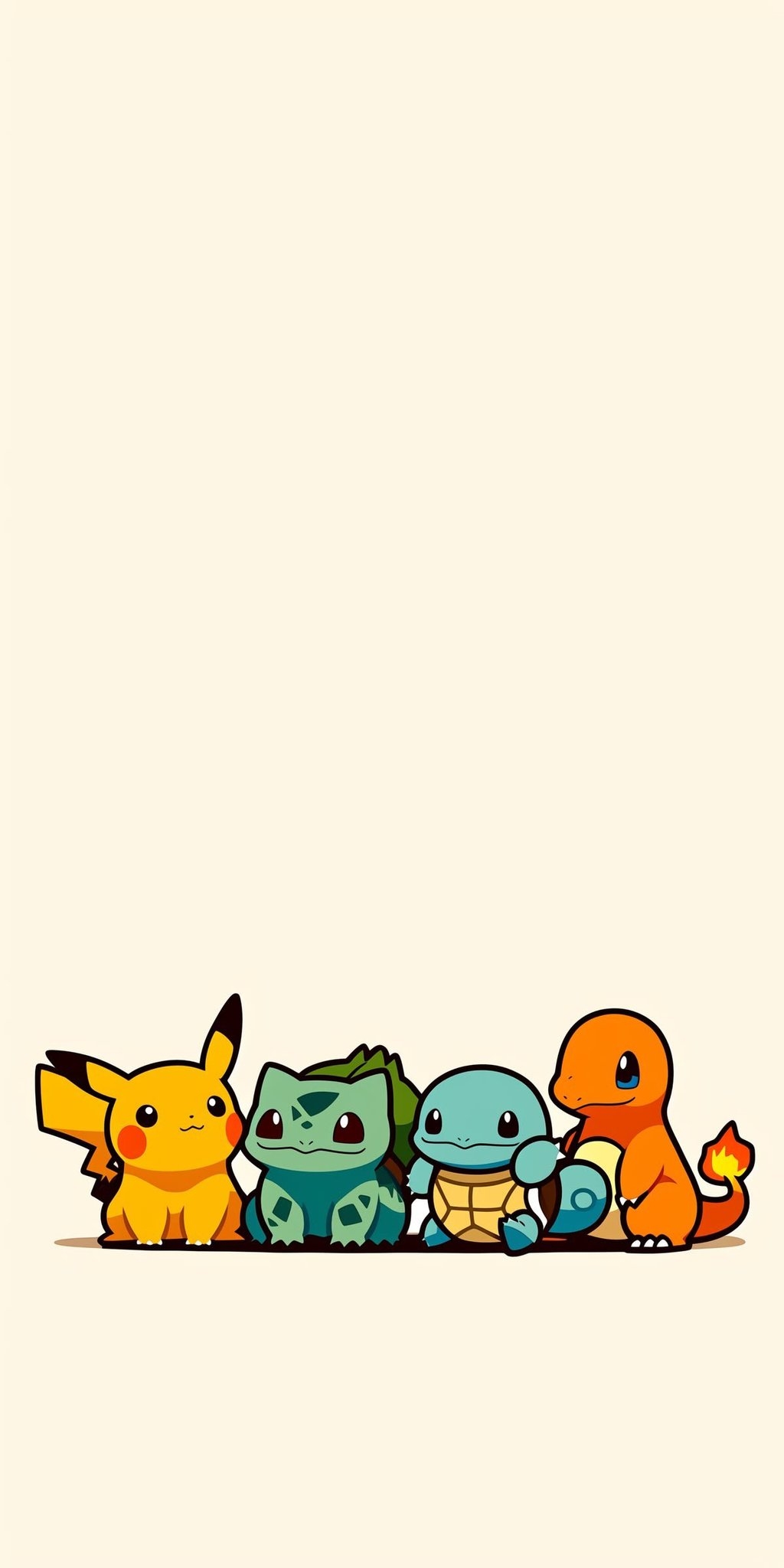 Four classic Pokémon in Q-version style are lined up