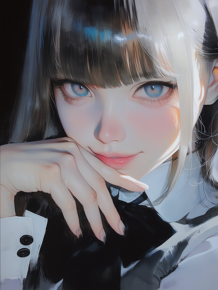 銀髮少女黑白制服清透美麗