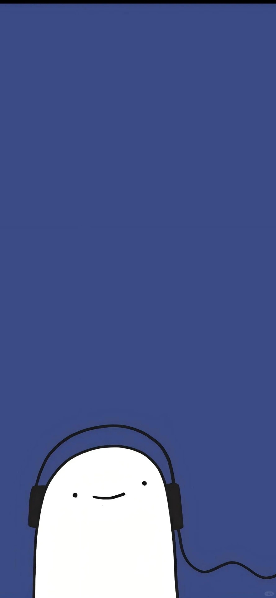 Ein minimalistischer Hintergrund mit einer weißen Figur, die schwarze Kopfhörer trägt, ist perfekt für Minimalisten und Musikliebhaber
