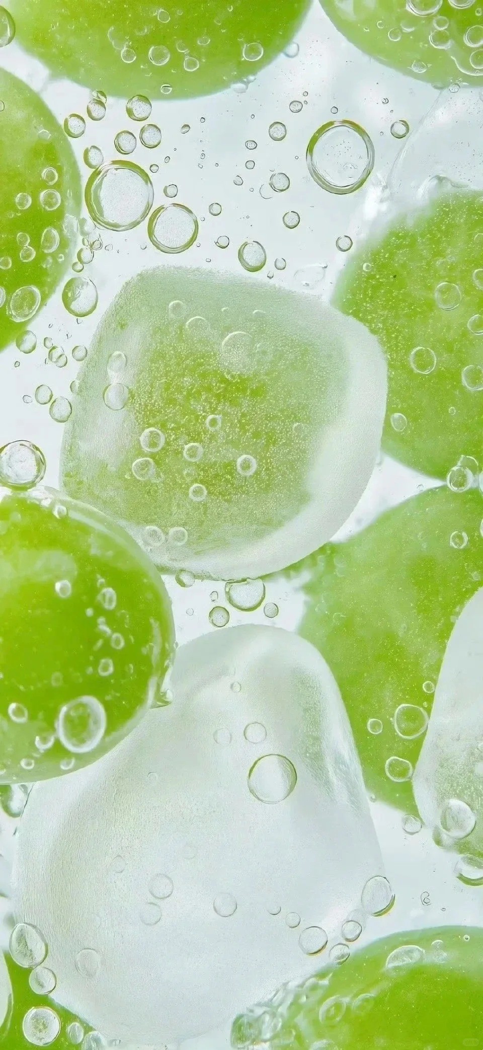 Green grapes and ice in soda embody the refreshing spirit of summer
