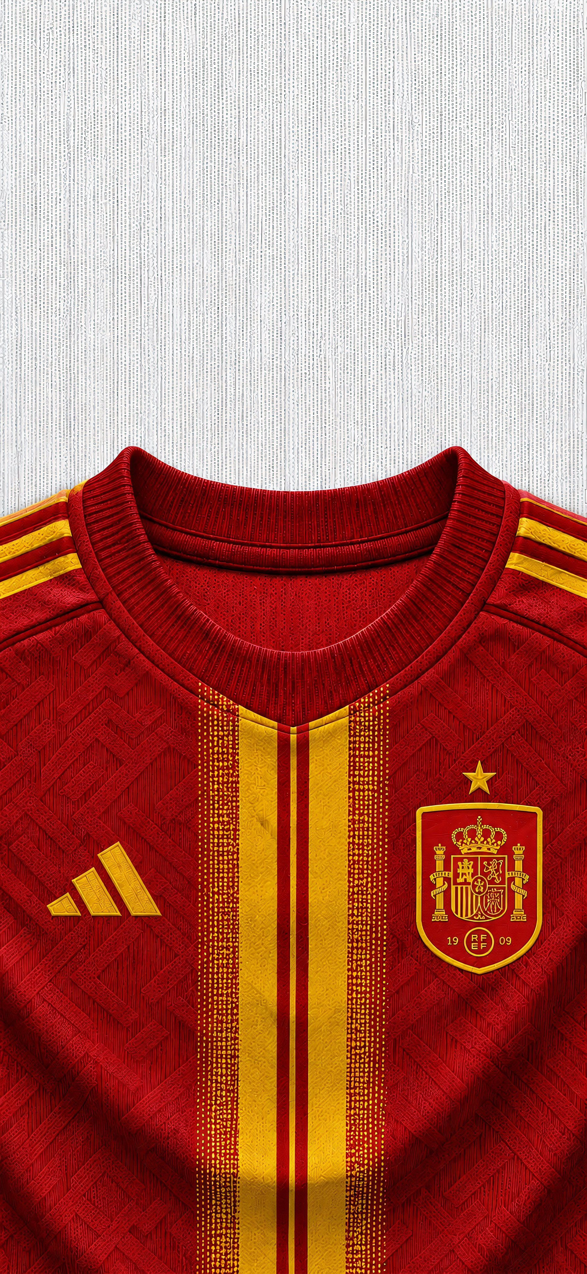 Spain national football team home jersey designed as vibrant digital wallpaper