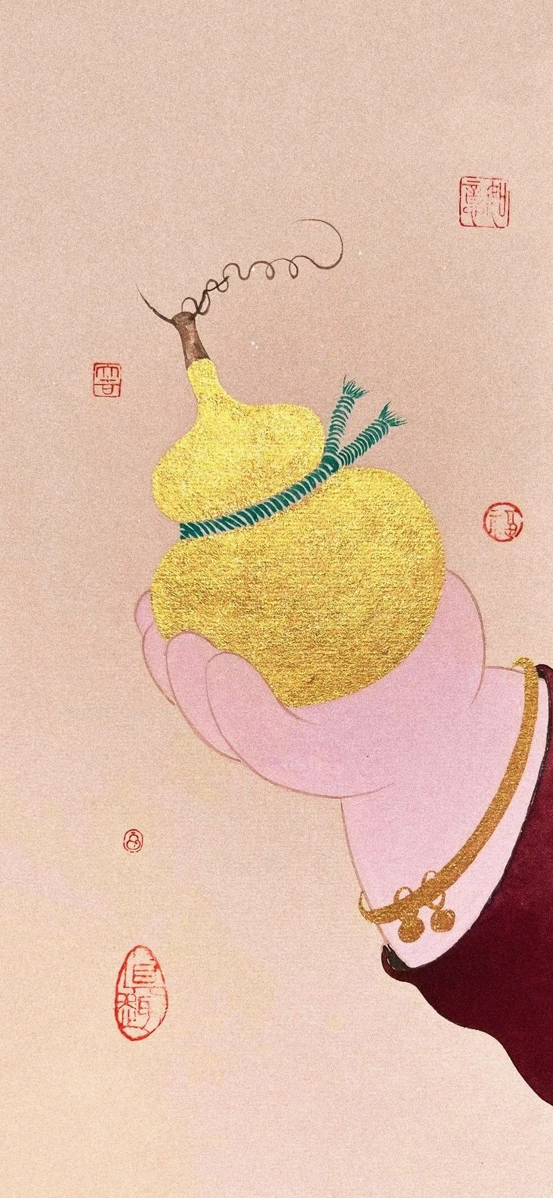 佛手金葫蘆壁紙適合信佛及喜愛傳統吉祥寓意的長輩