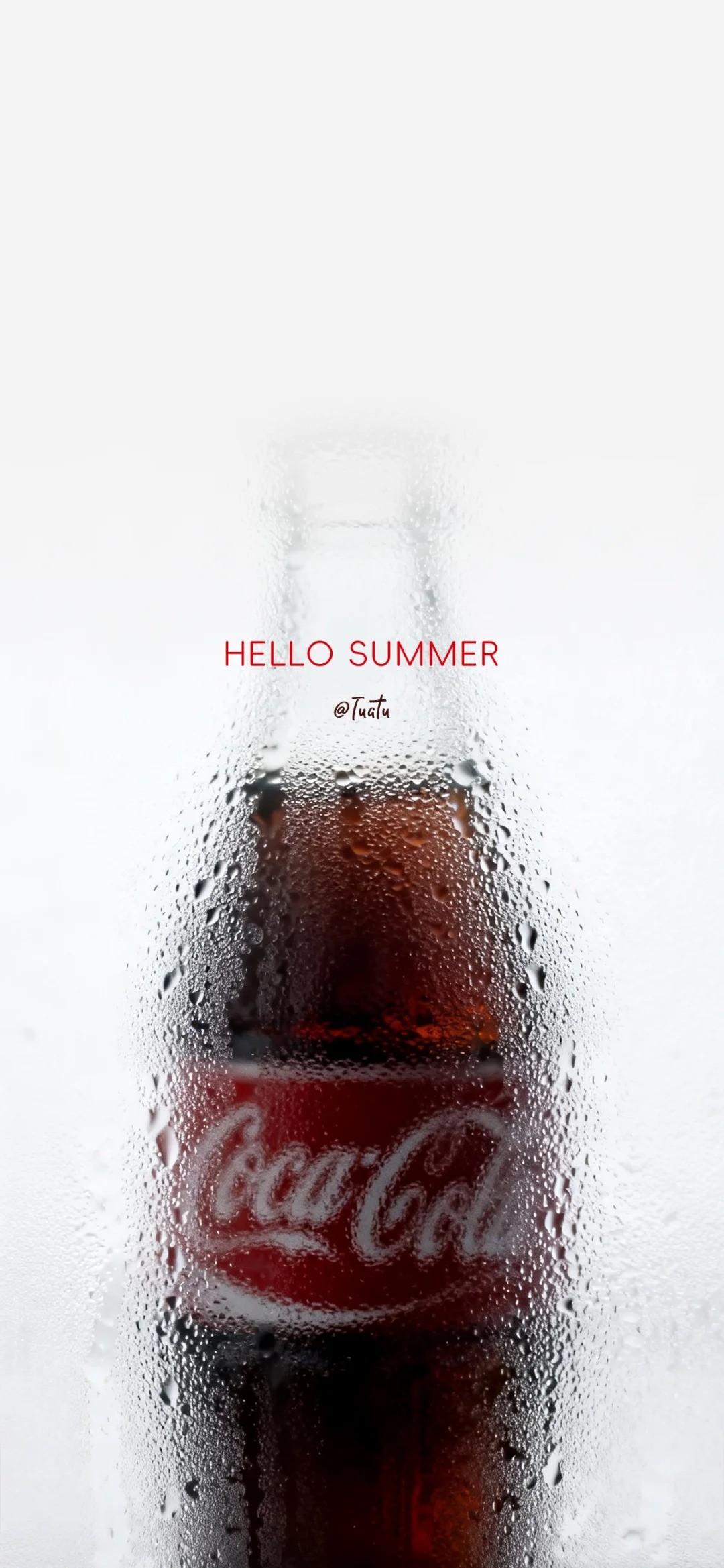 The classic glass bottle cola wallpaper showcases a chilled cola with minimalist red and white tones