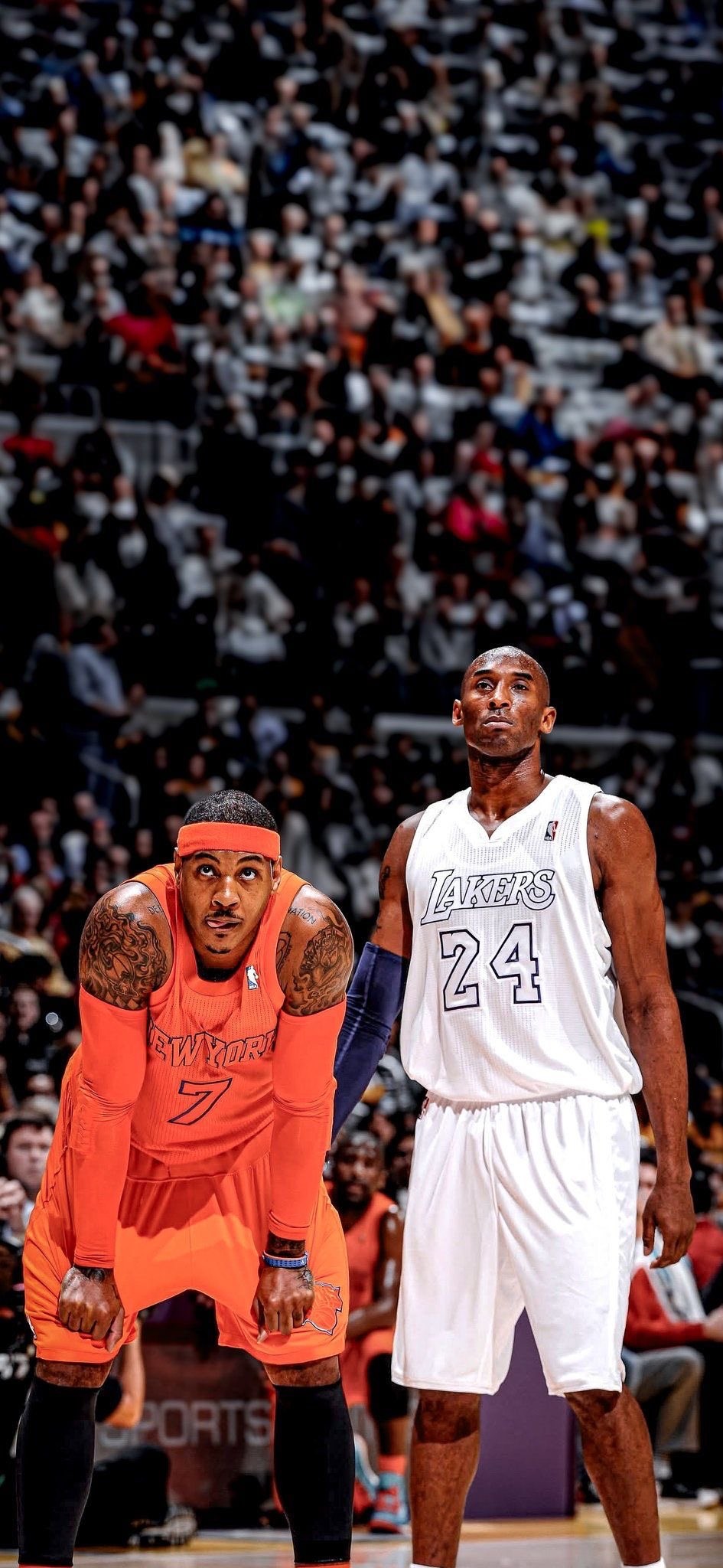 Hochauflösendes Hintergrundbild von Kobe und Anthony zusammen