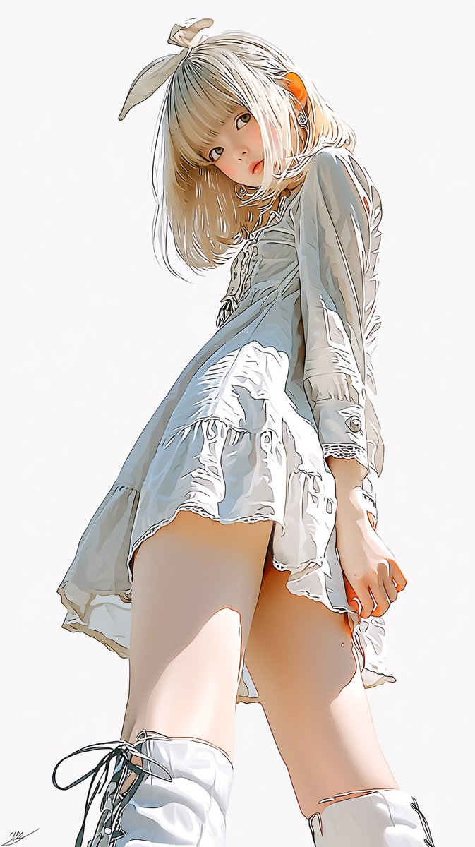 A blonde girl wearing a Lolita-style dress and bunny ear accessories