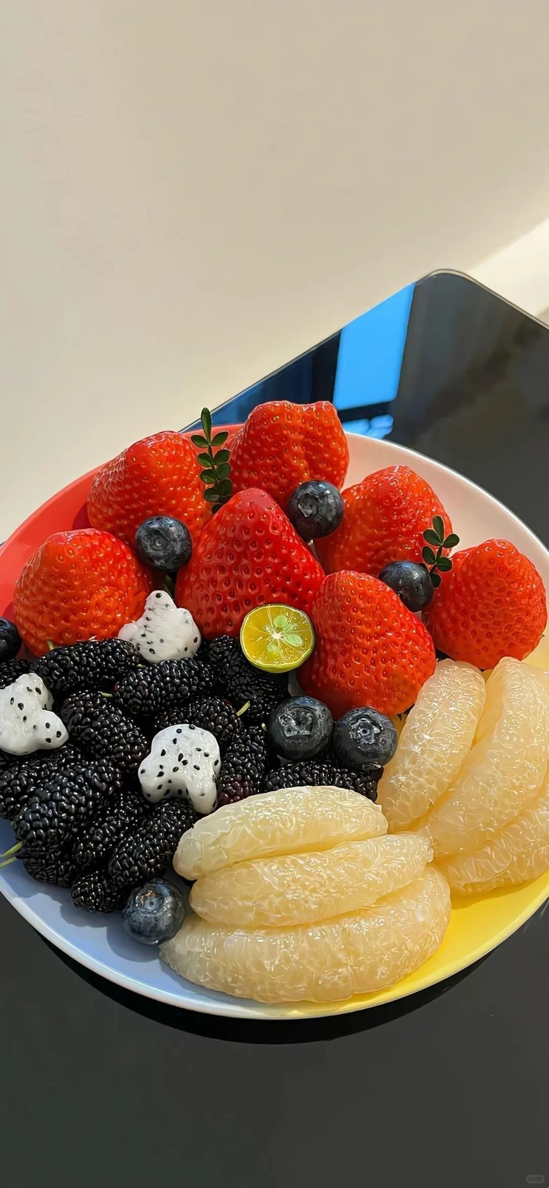 Close-up of a vibrant fruit platter