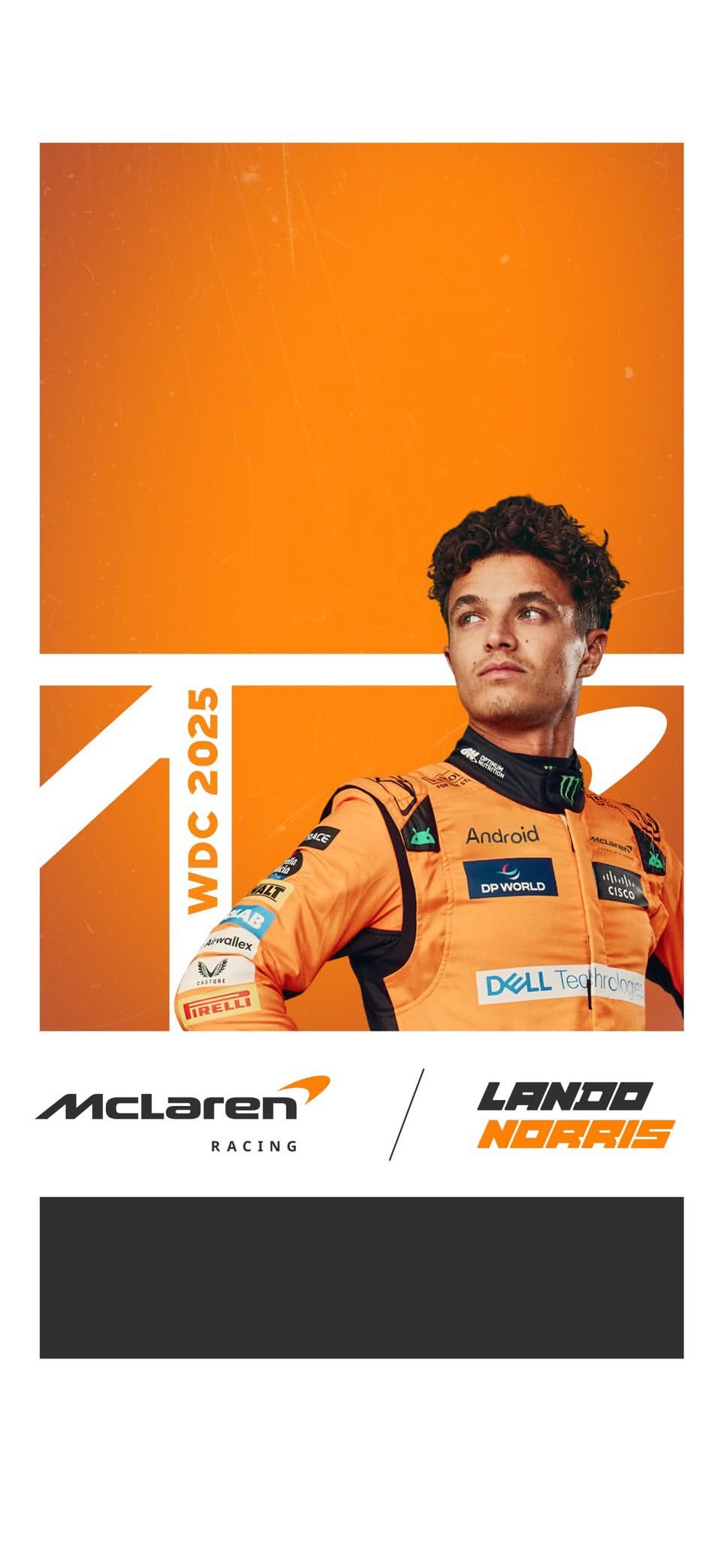 McLaren F1 racing wallpaper with Lando Norris in orange race suit