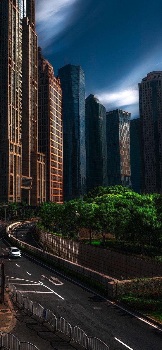 Smartphone wallpaper featuring modern architecture coexisting harmoniously with nature