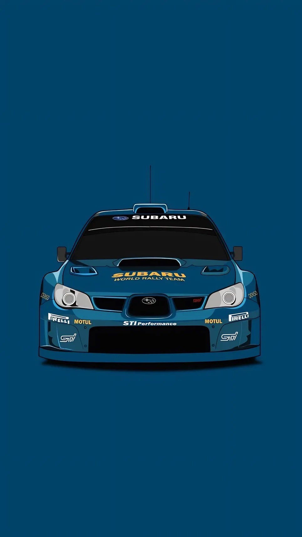 Синий раллийный автомобиль Subaru, плавающий в темном морей