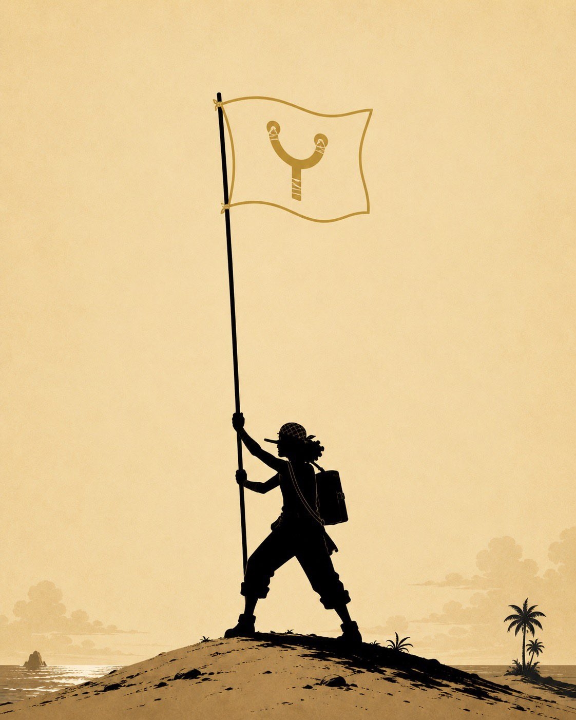 One Piece silhouette wallpaper featuring Luffy's adventure